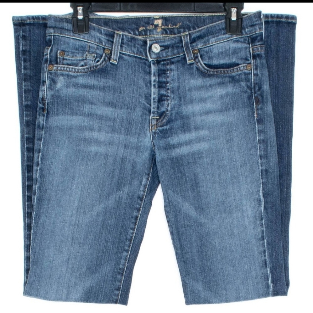 7FAM Womens Jeans Boycut Button Fly Blue 28 AF
